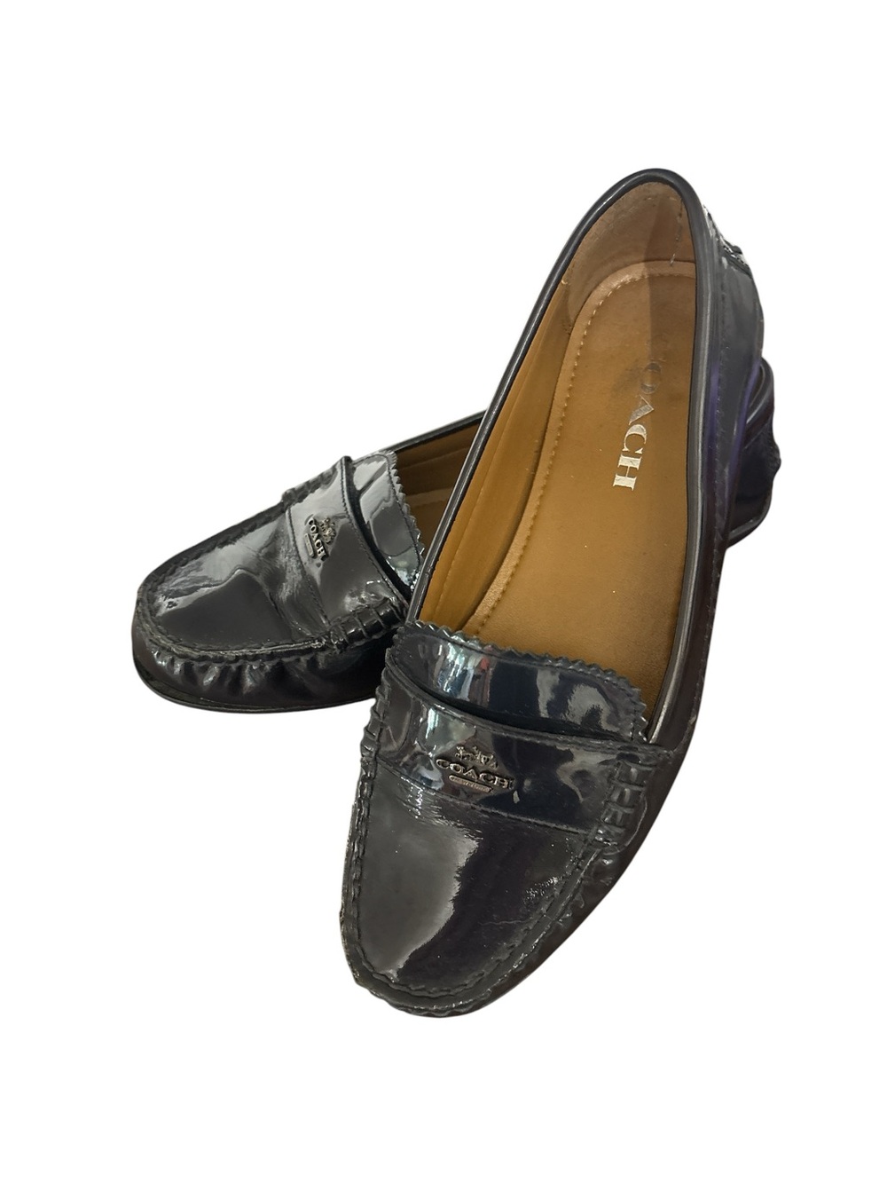 Coach Odette Navy Blue Patent Leather Loafers
